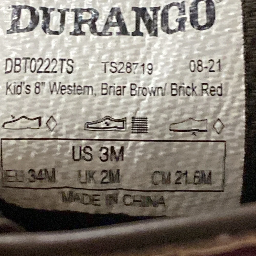 DURANGO Stylish Red and Tan KIDS SIZE 3M BRIAR RED BROWN Western Boots EUC CLEAN